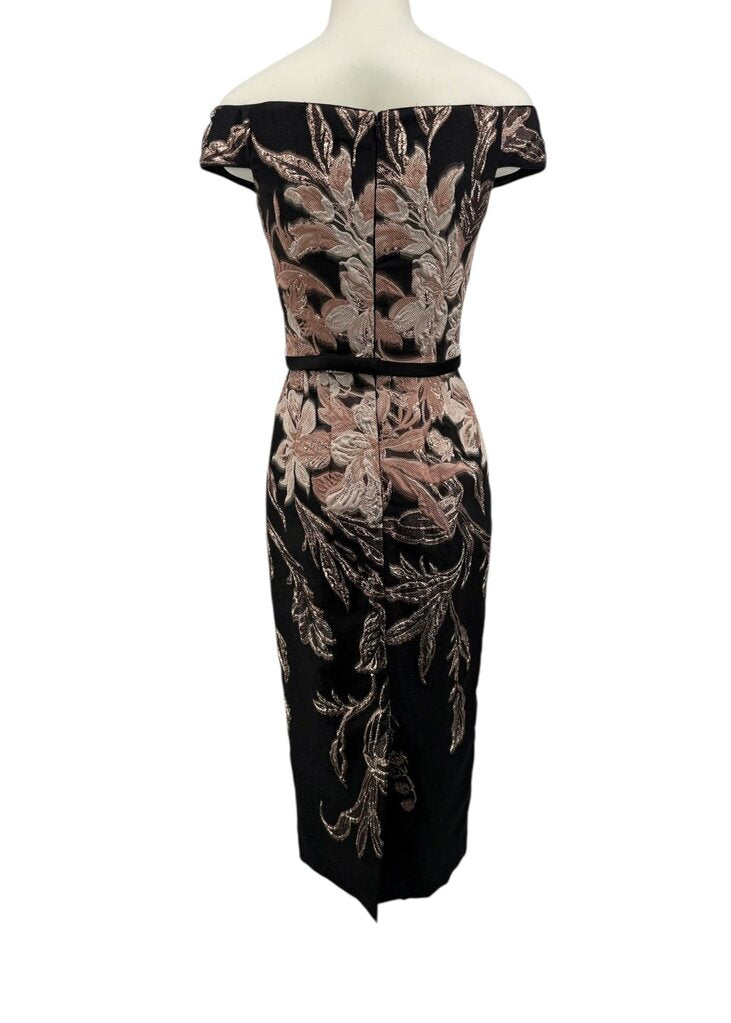Floral Jacquard Off Shoulder Dress
