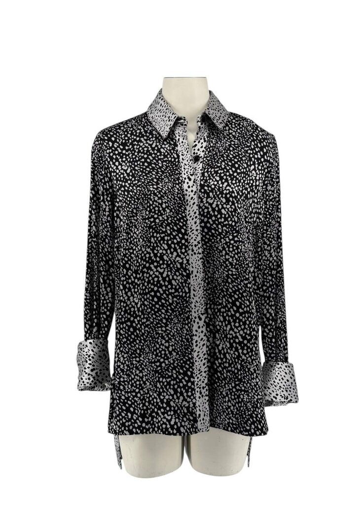 Mi Jong Lee Speckle Silk Reversible Tunic Blouse