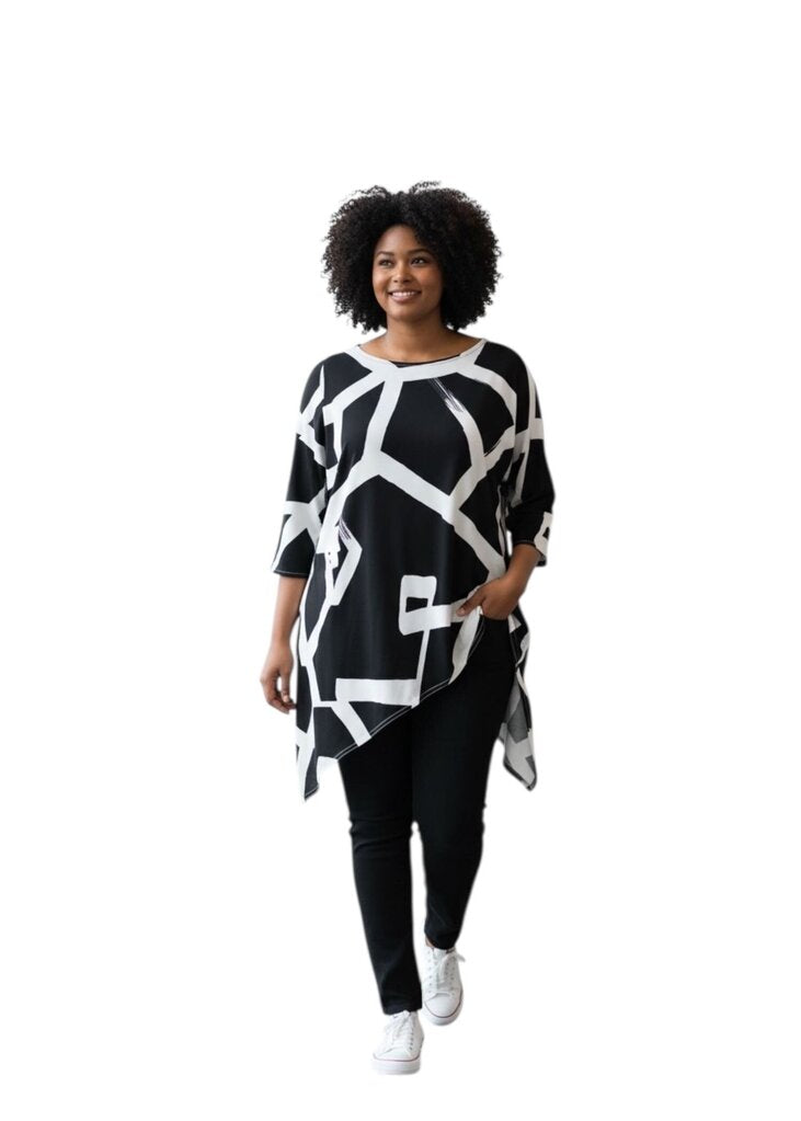 Asymmetrical Graphic Tunic Top