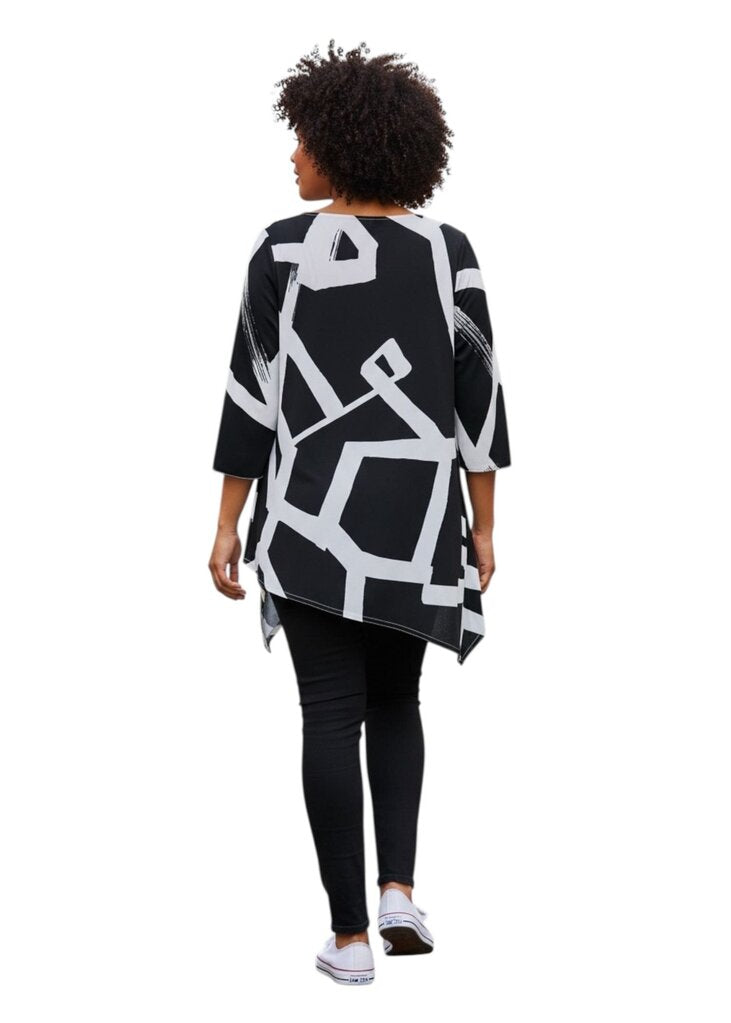 Asymmetrical Graphic Tunic Top