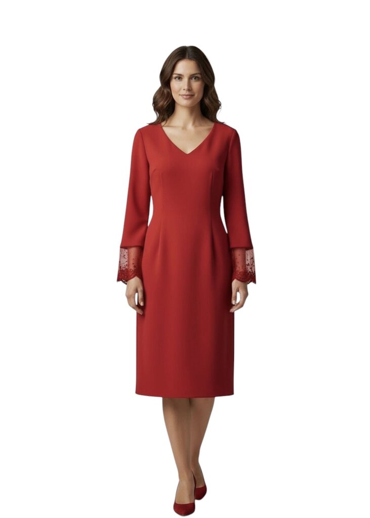 Silk Beaded Sleeve Midi Dress