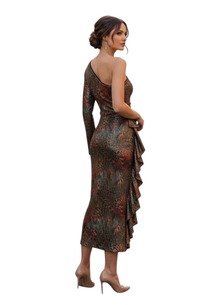 Delphi Peacock Sequin Midi Dress