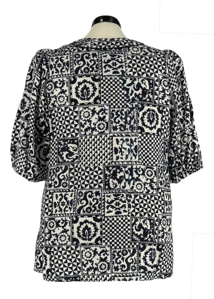 Print Squares VNeck Short Sleeve / IB5