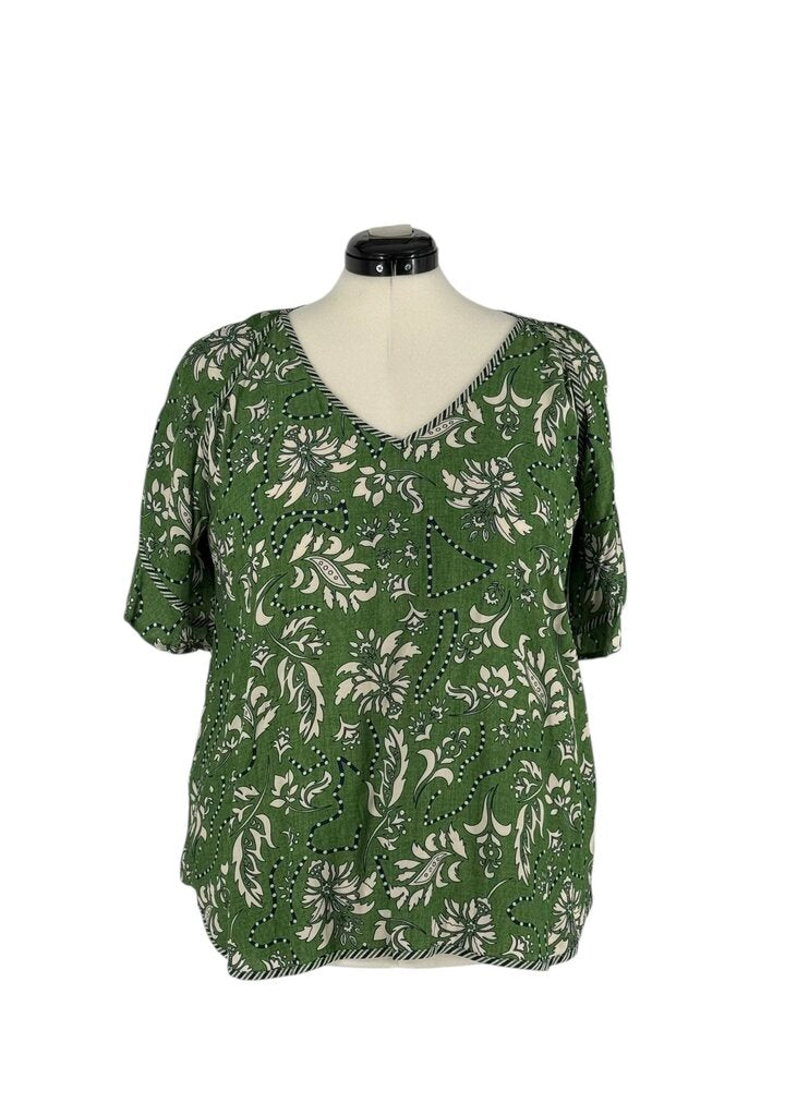 V Neck Floral Short Sleeve Top