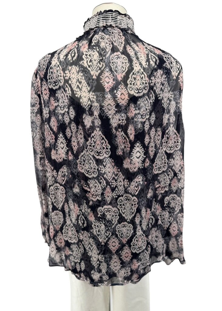 Smocked Neck Filigree Top