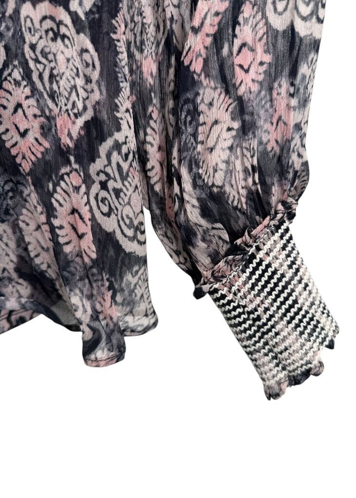 Smocked Neck Filigree Top