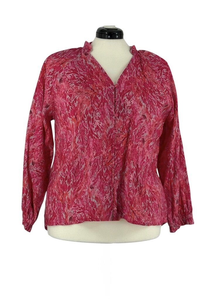 Ruffle Neck Floral Blouse