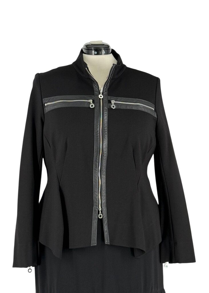 Paula Ryan Zipper Trim Fit & Flare Jacket