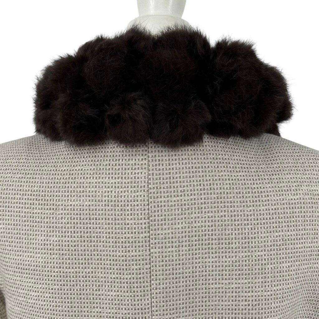 Rabbit Fur Scarf with Pom Poms