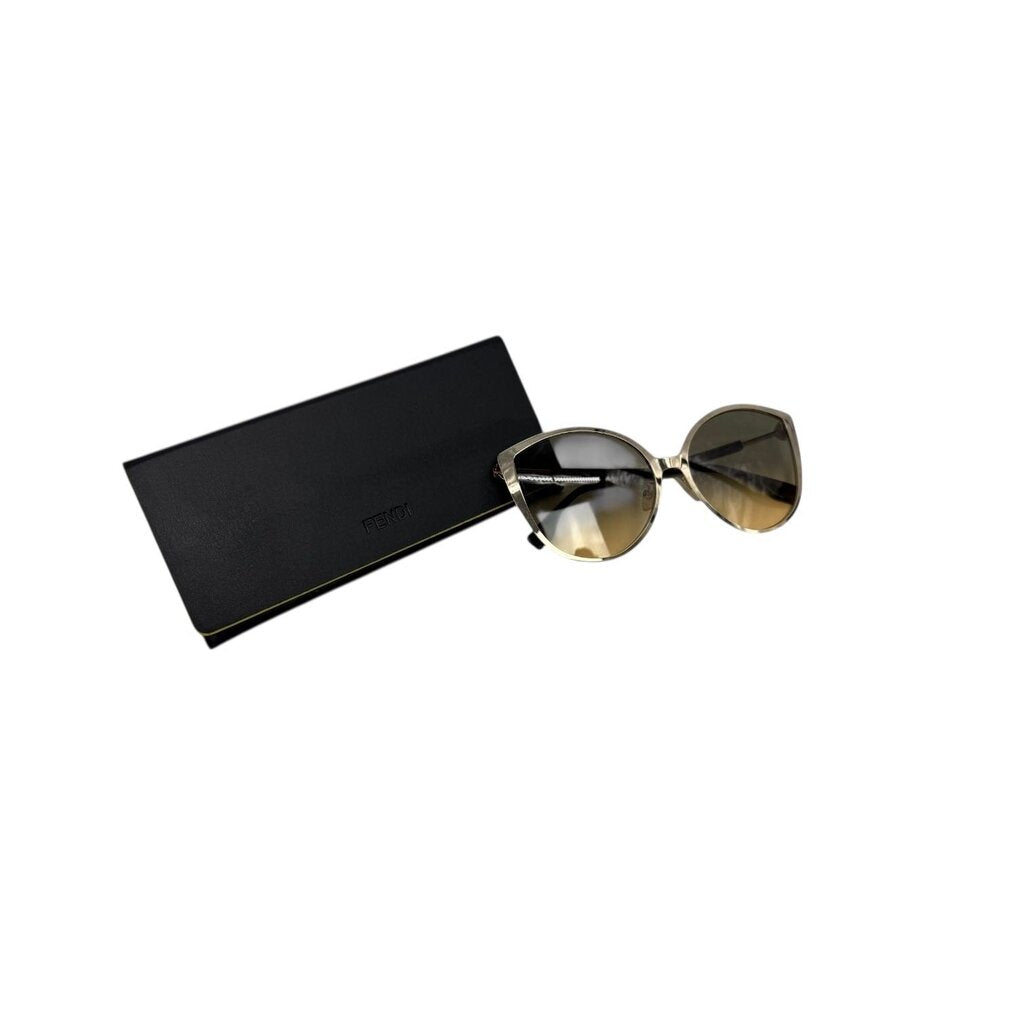 Fendi Women's Cat Eye Gold & Tortoiselle Sunglasses with Fendi Sunglasses Case