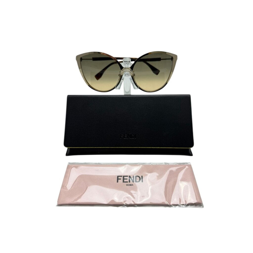 Fendi Women's Cat Eye Gold & Tortoiselle Sunglasses with Fendi Sunglasses Case