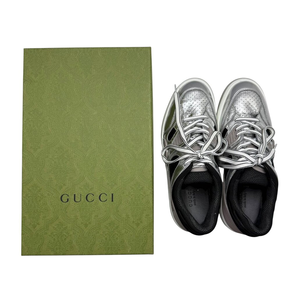 Gucci Mac 80 Basket Metallic Women's Leather Trainer Sneaker