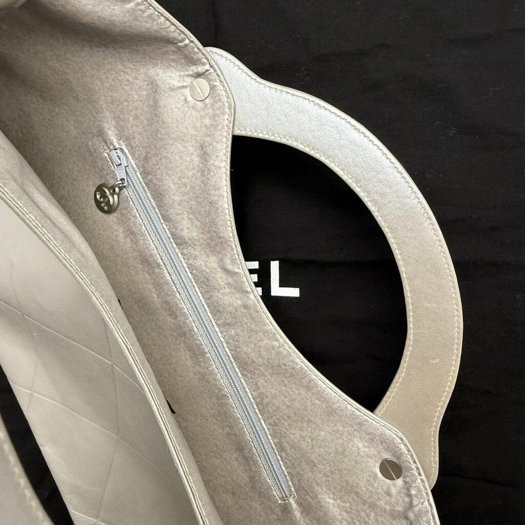 Chanel Top Handle Clutch Tote with Oversized Quilted Topstitch Handbag with CC Button Details