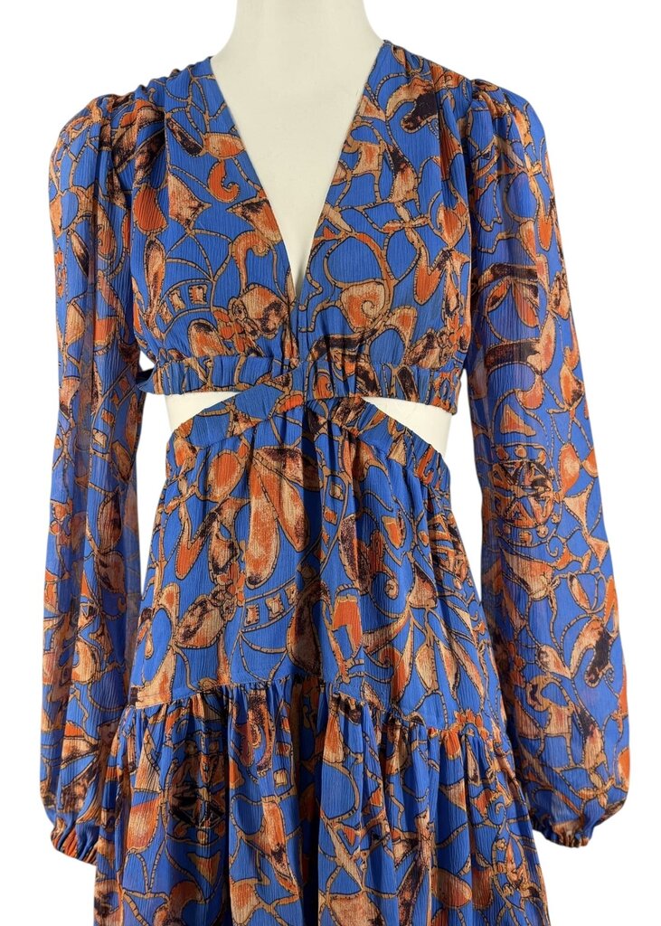 Silk Floral Cutout Mini Dress