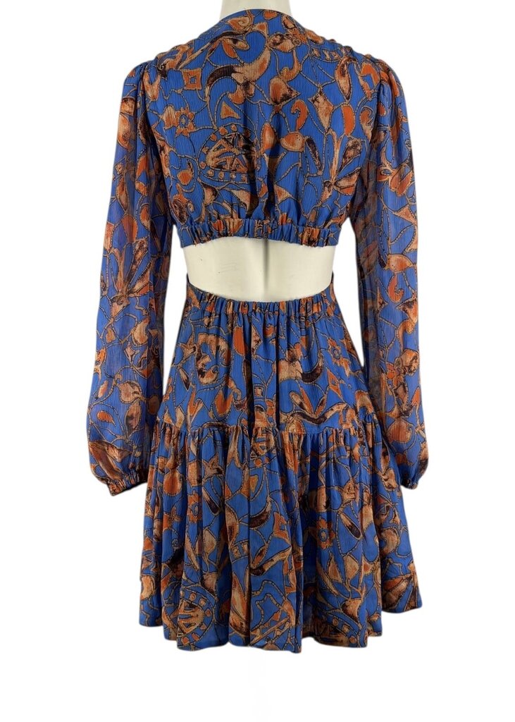 Silk Floral Cutout Mini Dress