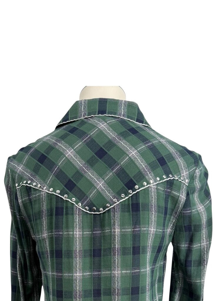 Veronica Beard Womans Plaid Full Snap Button Shirt