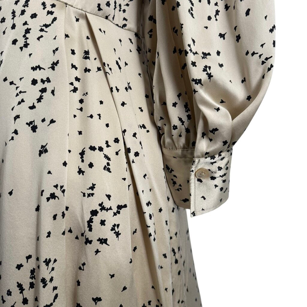 Rebecca Taylor Knee Length Scattered Fleur Champagne & Black Dress