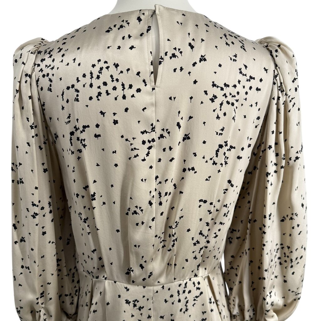 Rebecca Taylor Knee Length Scattered Fleur Champagne & Black Dress