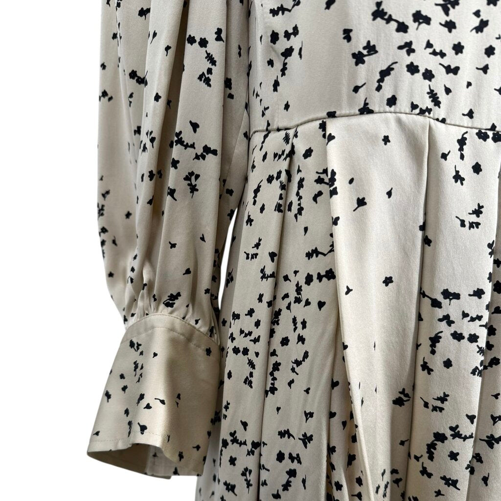 Rebecca Taylor Knee Length Scattered Fleur Champagne & Black Dress