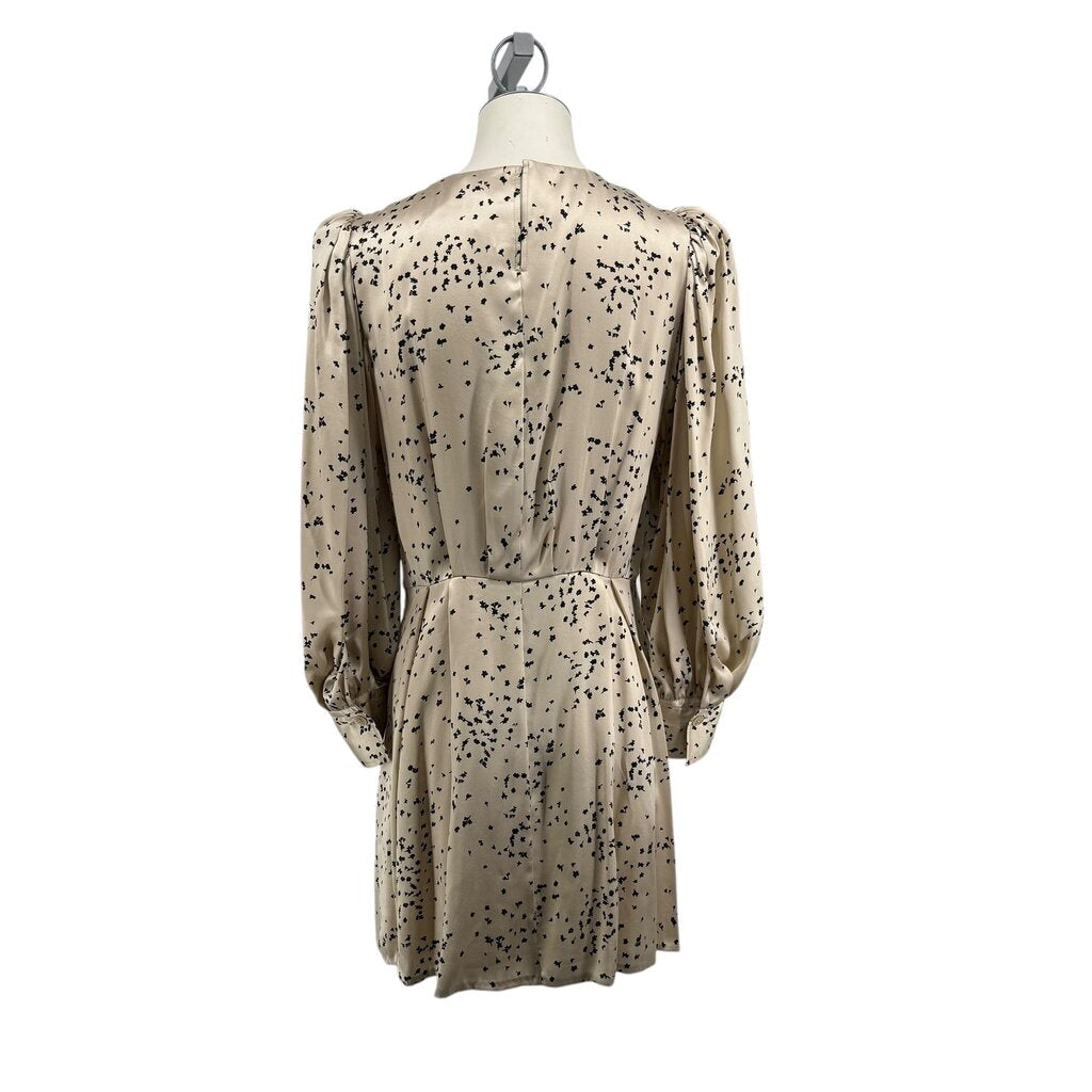 Rebecca Taylor Knee Length Scattered Fleur Champagne & Black Dress