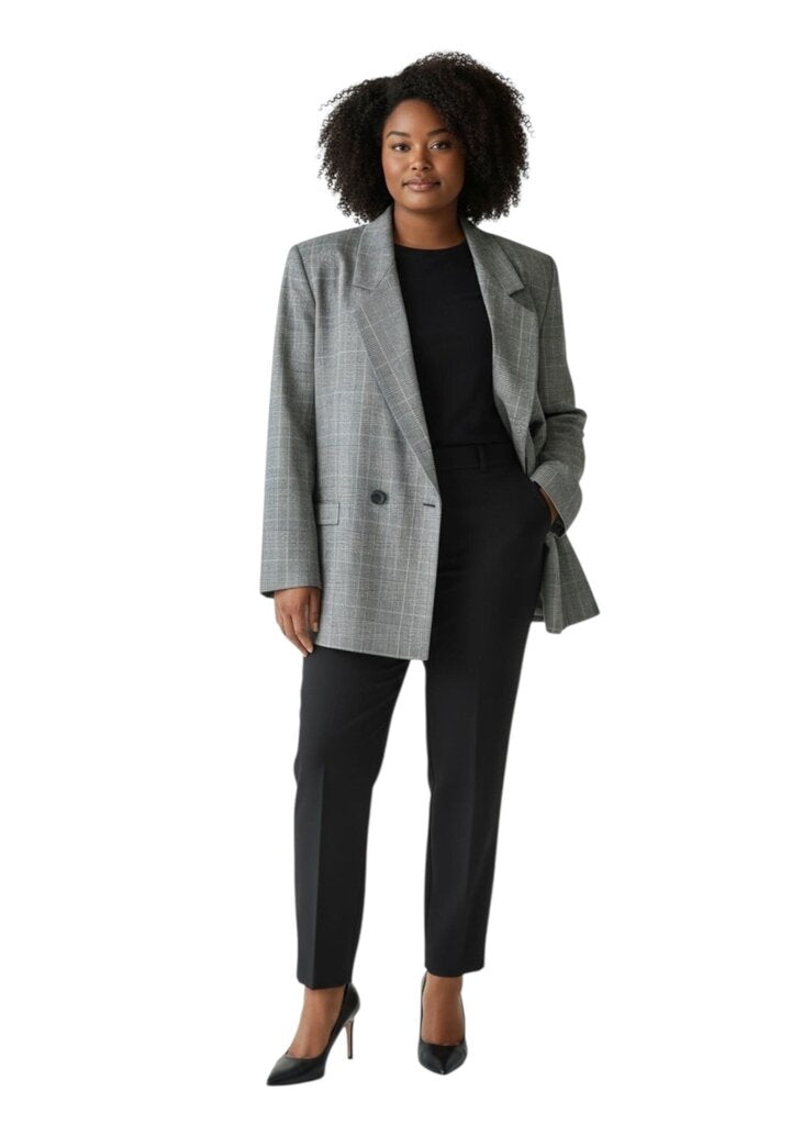 Plaid 2-Button Blazer