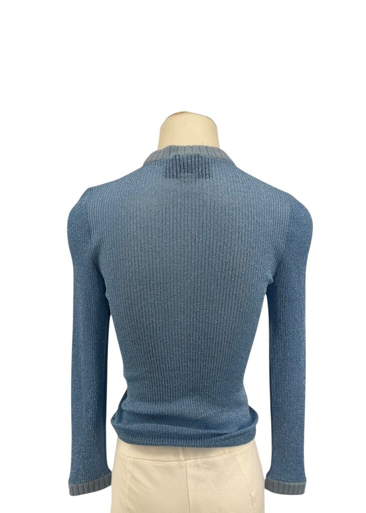 Blue Fine Long Sleeve Glam Knit Top Gucci