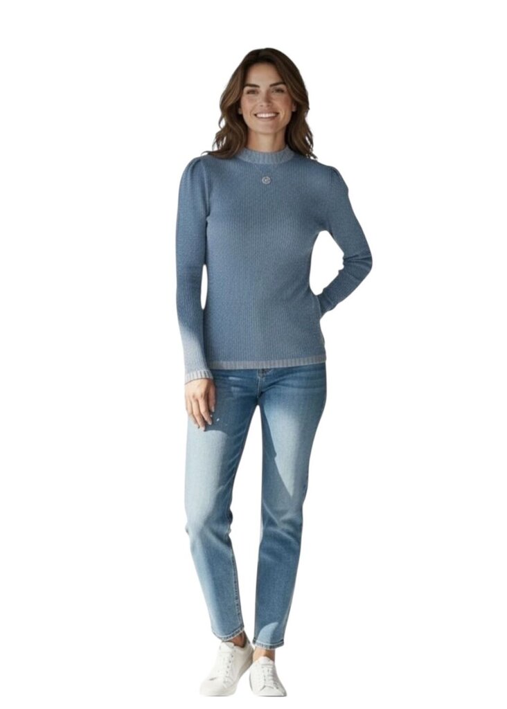 Blue Fine Long Sleeve Glam Knit Top Gucci