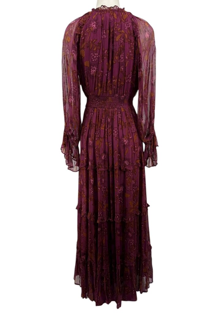 Revolve Cleobella Willow Ankle Midi Dress Respberry Smocked Waist