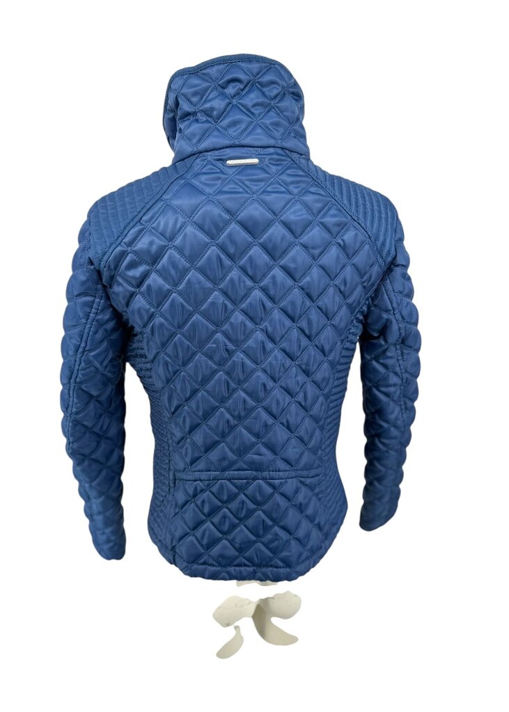 Moto Style Quilted Zip Stand Up Collar Jacket