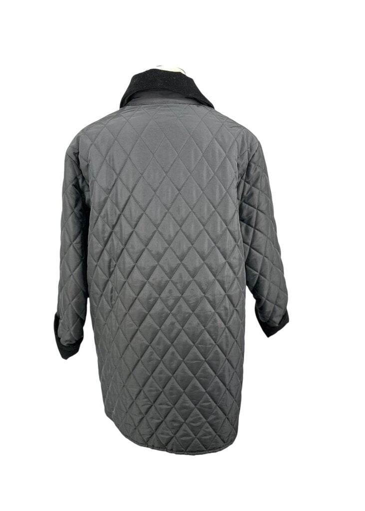 Weekend by Max Mara Women's Black Diamond Quilted Car Coat with Corduroy Collar