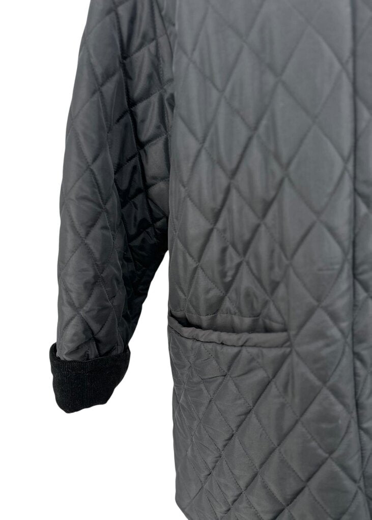 Weekend by Max Mara Women's Black Diamond Quilted Car Coat with Corduroy Collar