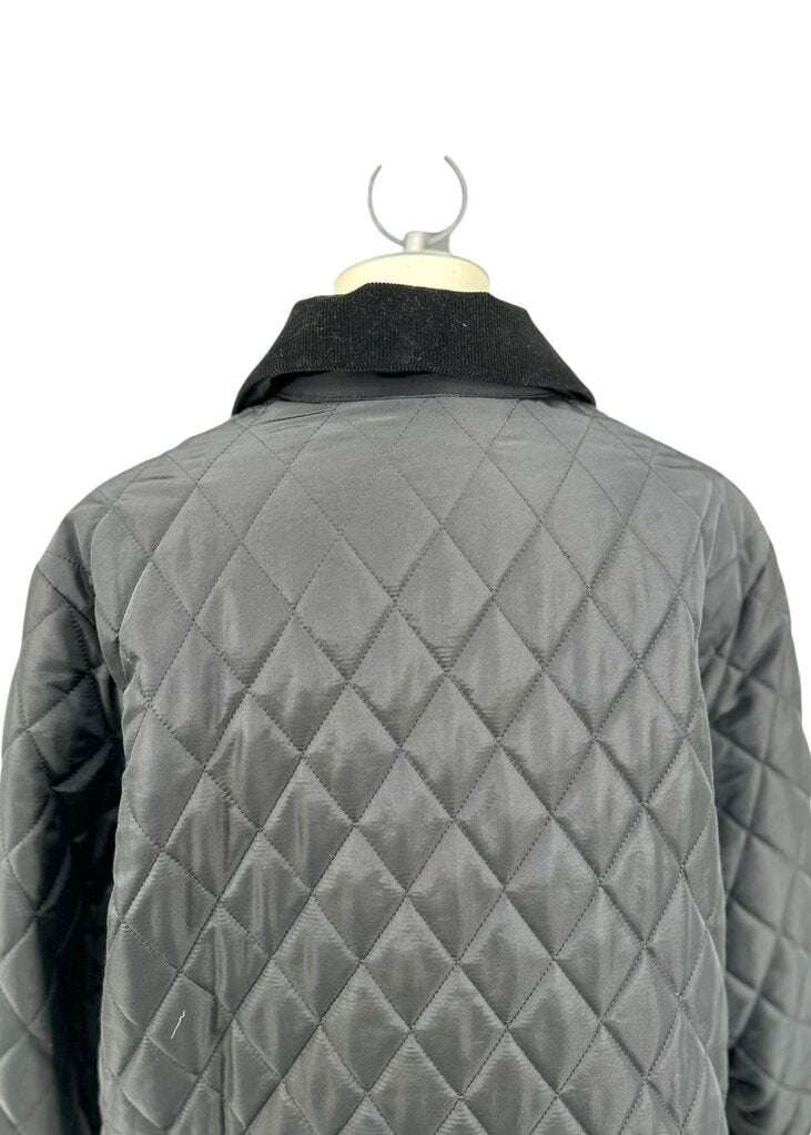 Weekend by Max Mara Women's Black Diamond Quilted Car Coat with Corduroy Collar