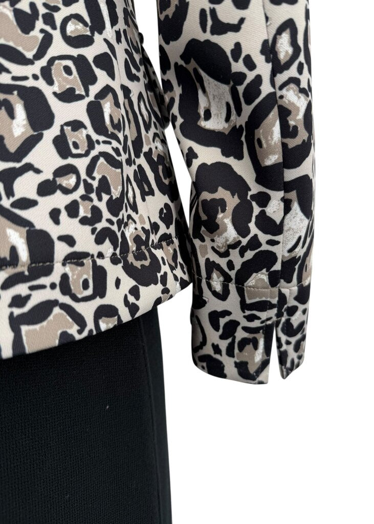 Animal Print Top Stitch Patch Pocket Blazer