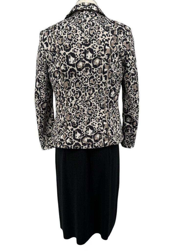 Animal Print Top Stitch Patch Pocket Blazer