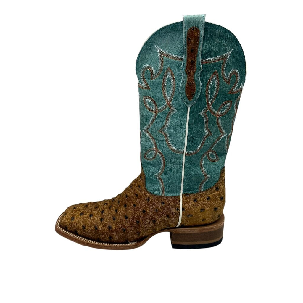 Cavenders Ostrich Stamped Ebroidered Square Womens Cowboy Boots