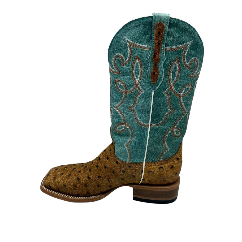 Cavenders Ostrich Stamped Ebroidered Square Womens Cowboy Boots