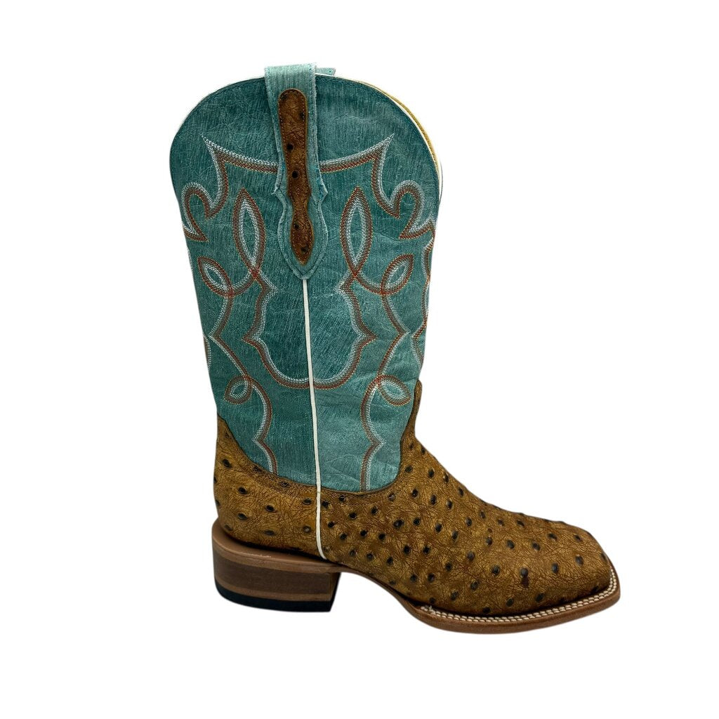 Cavenders Ostrich Stamped Ebroidered Square Womens Cowboy Boots