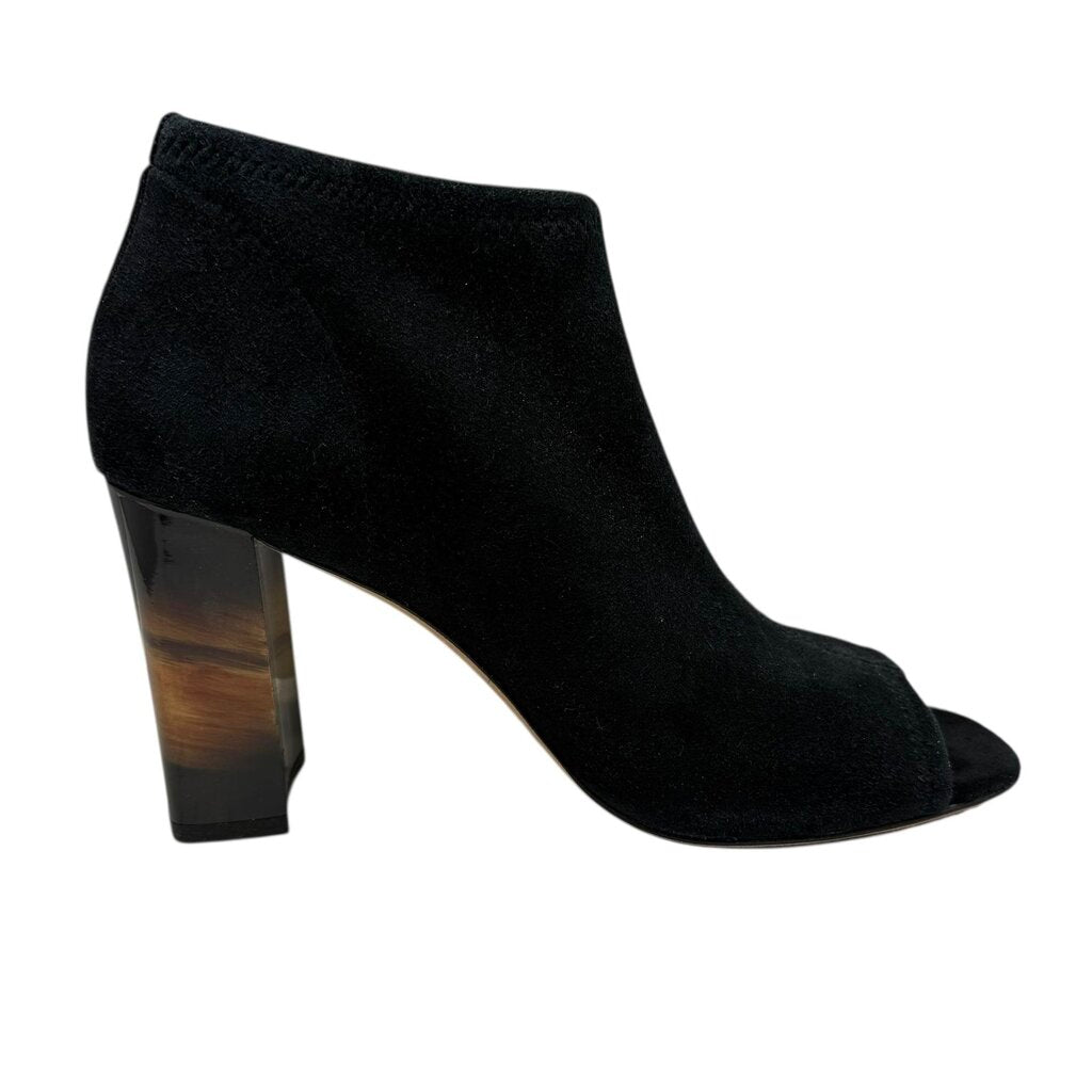 Suede Tortoiselle Heel Peep Toe Womens Shoe