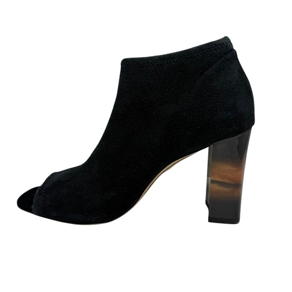 Suede Tortoiselle Heel Peep Toe Womens Shoe