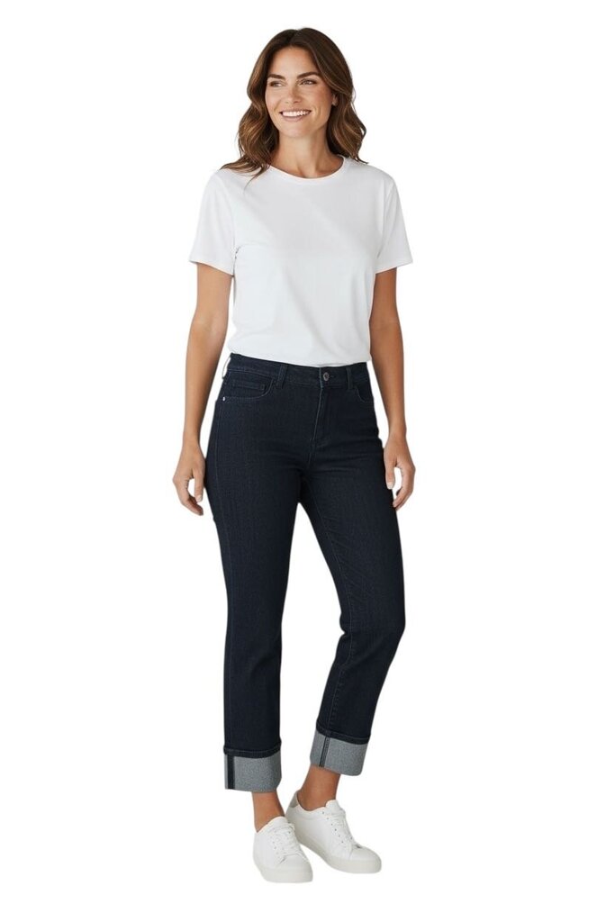 Lafayette 148 Dark Blue Jeans with Cropped Ankle
