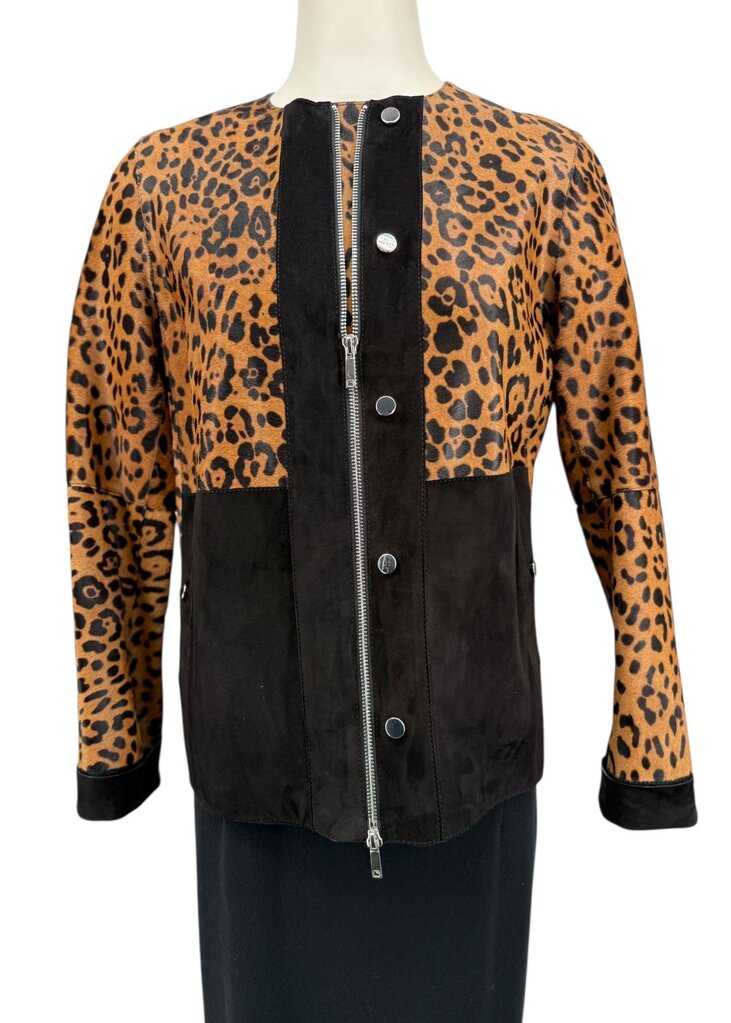 Lafayette 148 New York Suede Hair on Hide Zippered Jacket