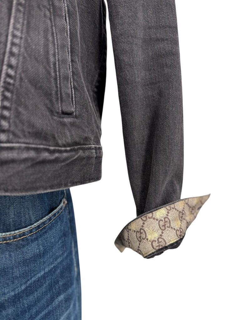 Gucci Scarf Jacket, Medium, Pockets, Gray Denim