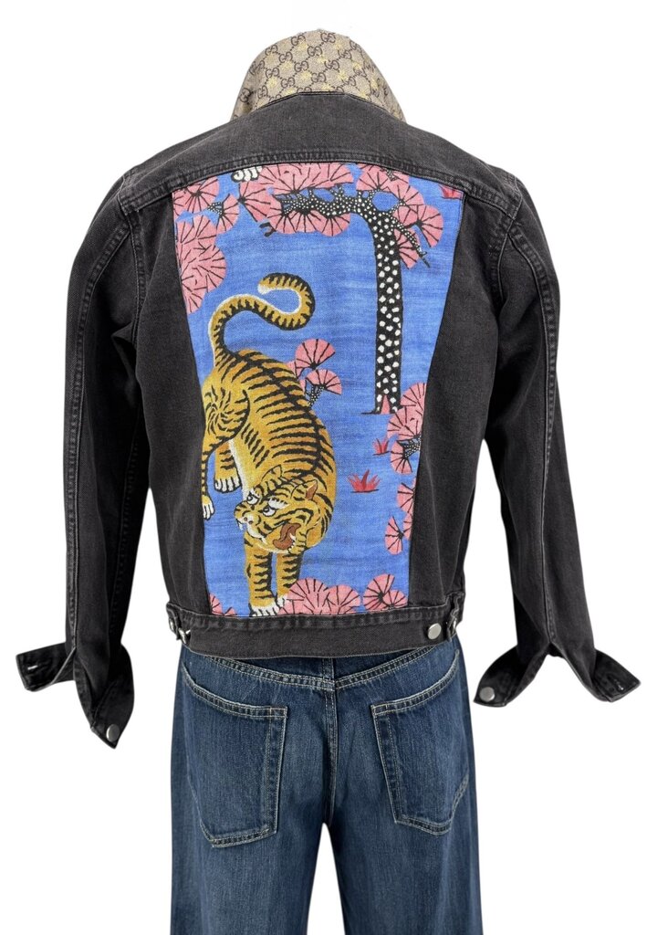 Gucci Scarf Jacket, Medium, Pockets, Gray Denim