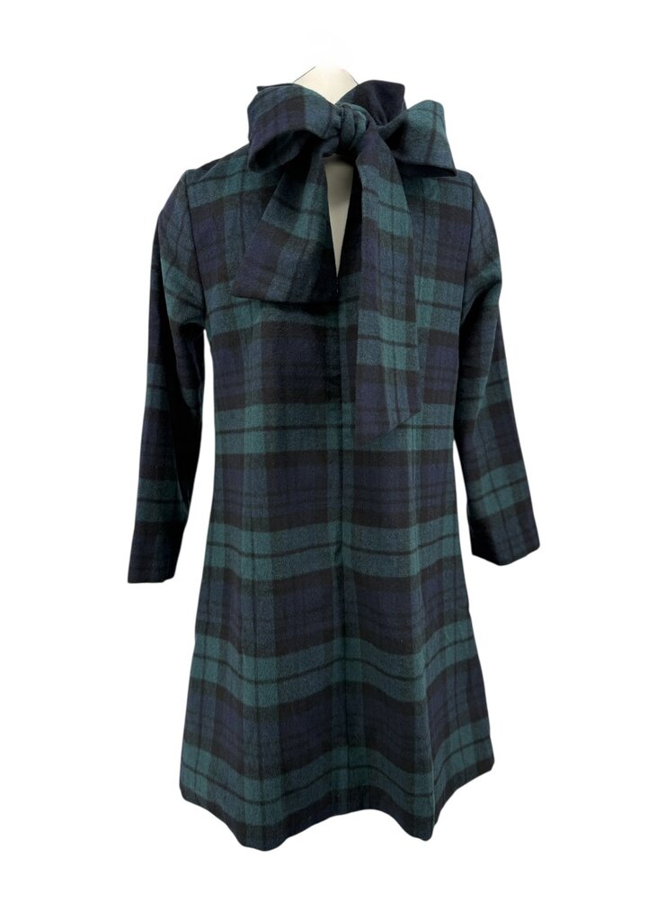 uck BlackWatch Plaid Schoolgirl Bow Wool Faye Dress