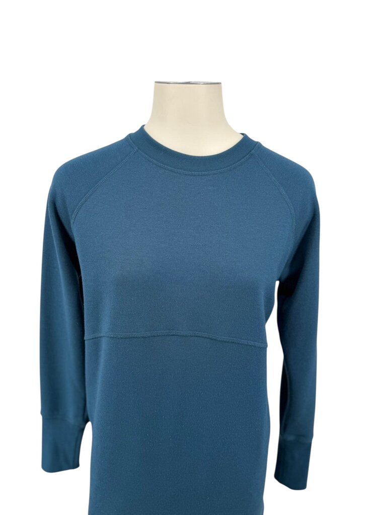 Athleta Teal Sweatshirt XS Womens Ribbed Sleeves