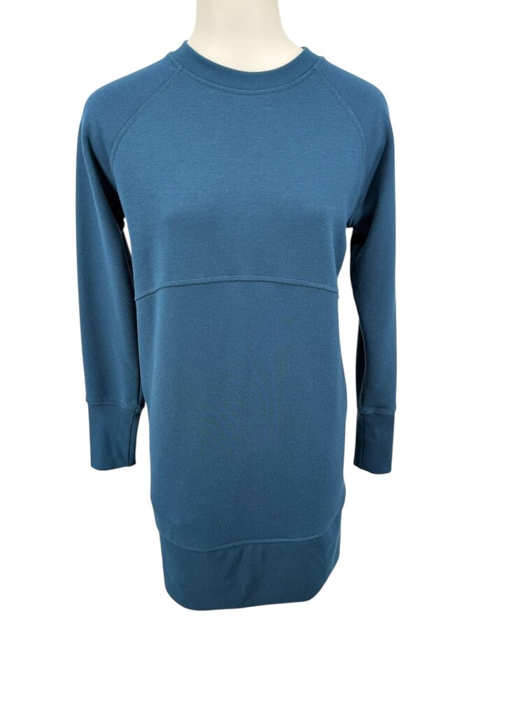 Athleta Teal Sweatshirt XS Womens Ribbed Sleeves