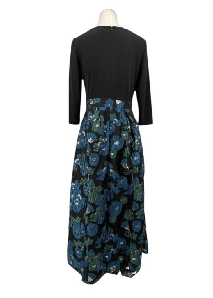 Bigio Black and Teal Womens Skirted Floral Dress
