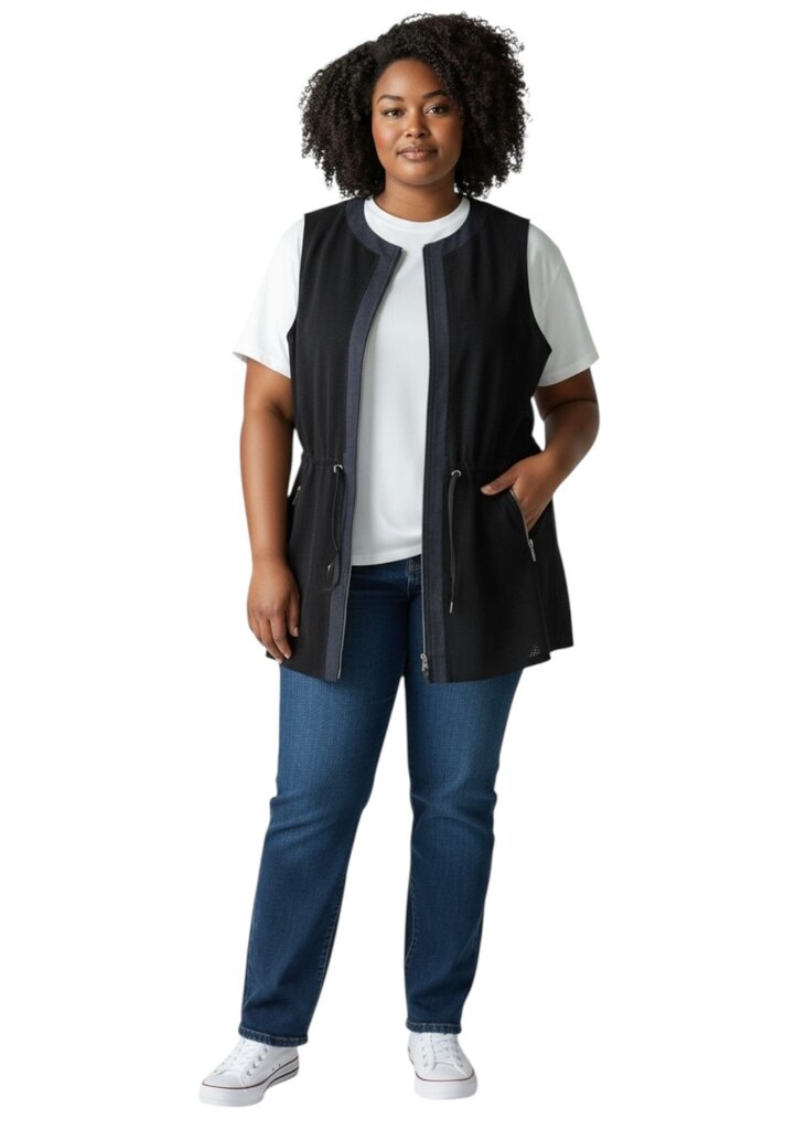 Perforated Suede/Denim Vest