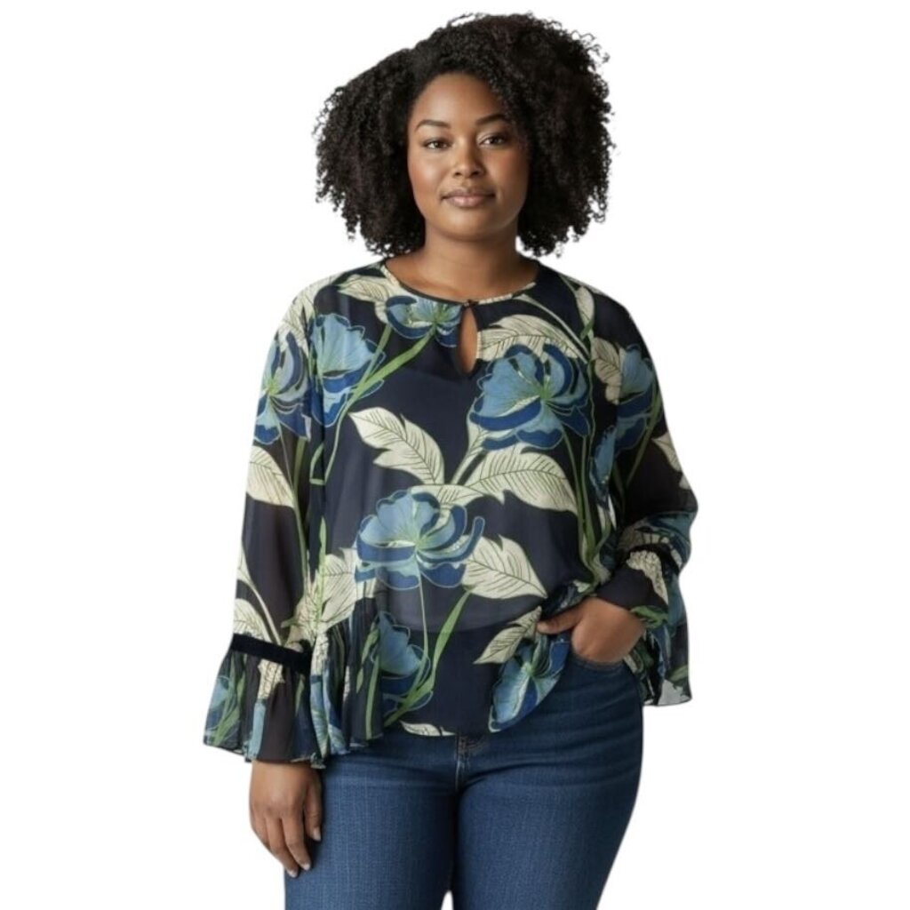 Sheer Floral Bell Sleeve \ JC5