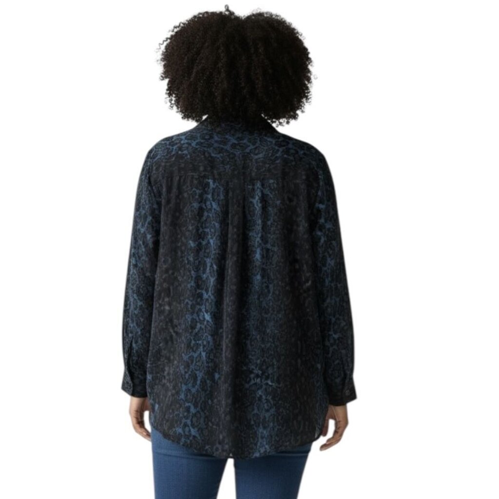Silk Leopard Print Button Up Top